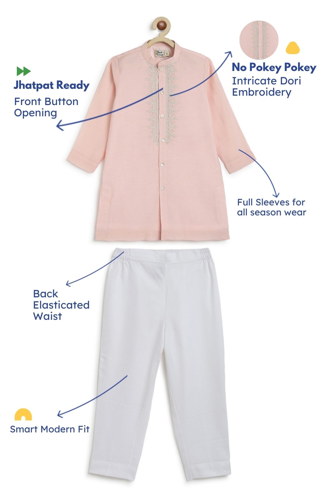 Noorza Kurta Pyjama Set-Pink