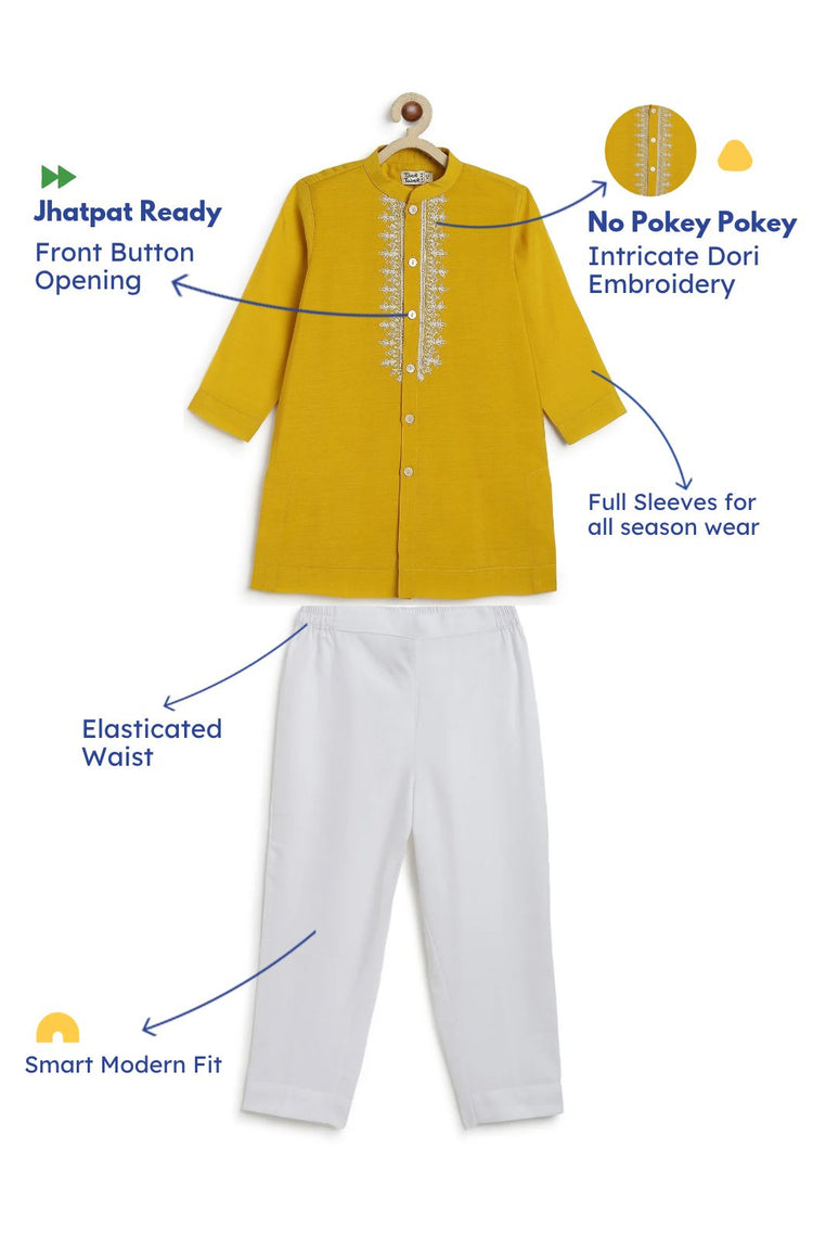 Noorza Kurta Pyjama Set-Yellow