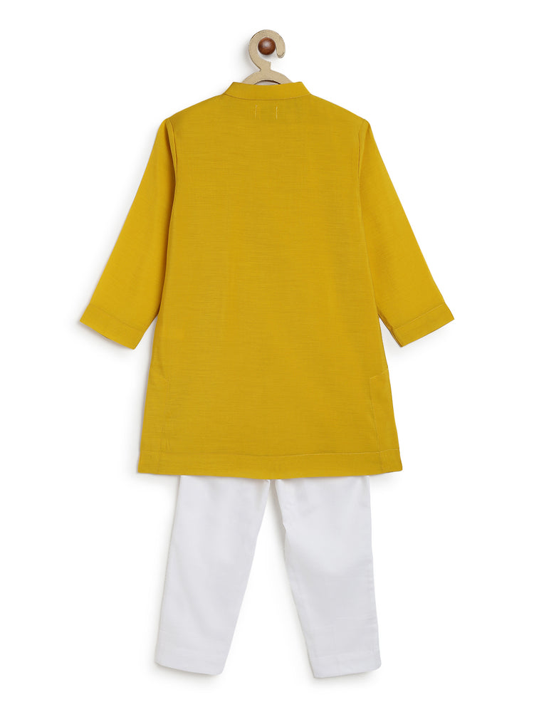 Noorza Kurta Pyjama Set-Yellow