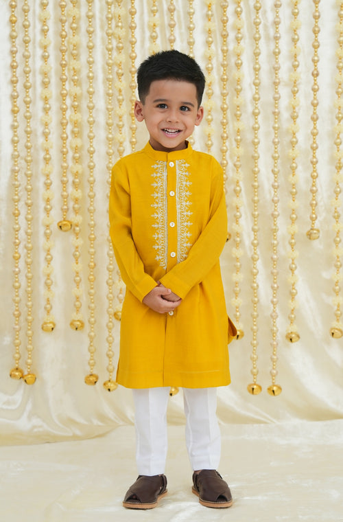 Noorza Kurta Pyjama Set-Yellow