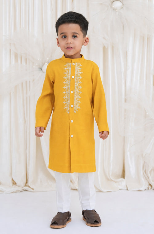 Noorza Kurta Pyjama Set-Yellow