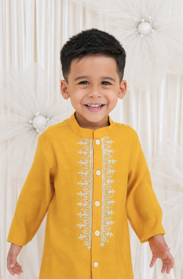 Noorza Kurta Pyjama Set-Yellow