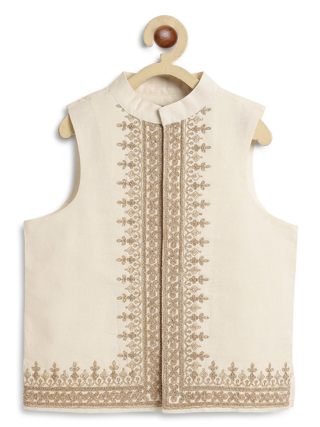 Shahi Embroidered Waistcoat- Cream