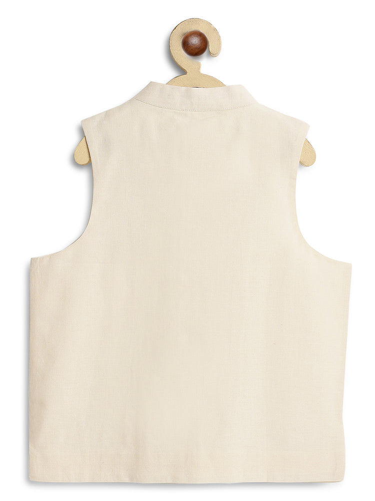 Shahi Embroidered Waistcoat- Cream