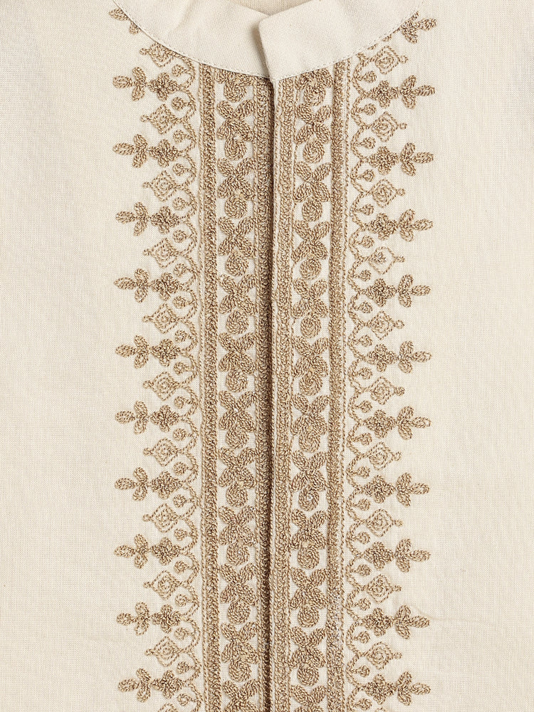 Shahi Embroidered Waistcoat- Cream