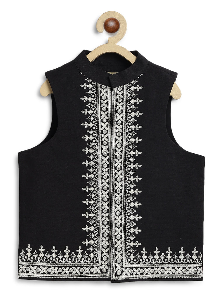 Shahi Embroidered Waistcoat - Black
