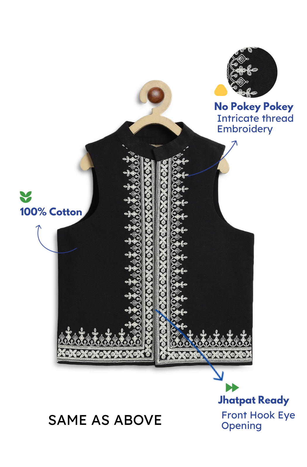 Shahi Embroidered Waistcoat - Black