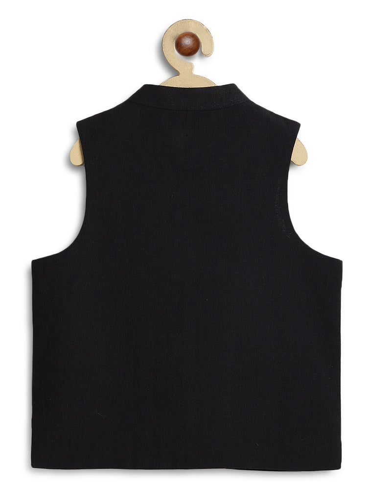 Shahi Embroidered Waistcoat - Black