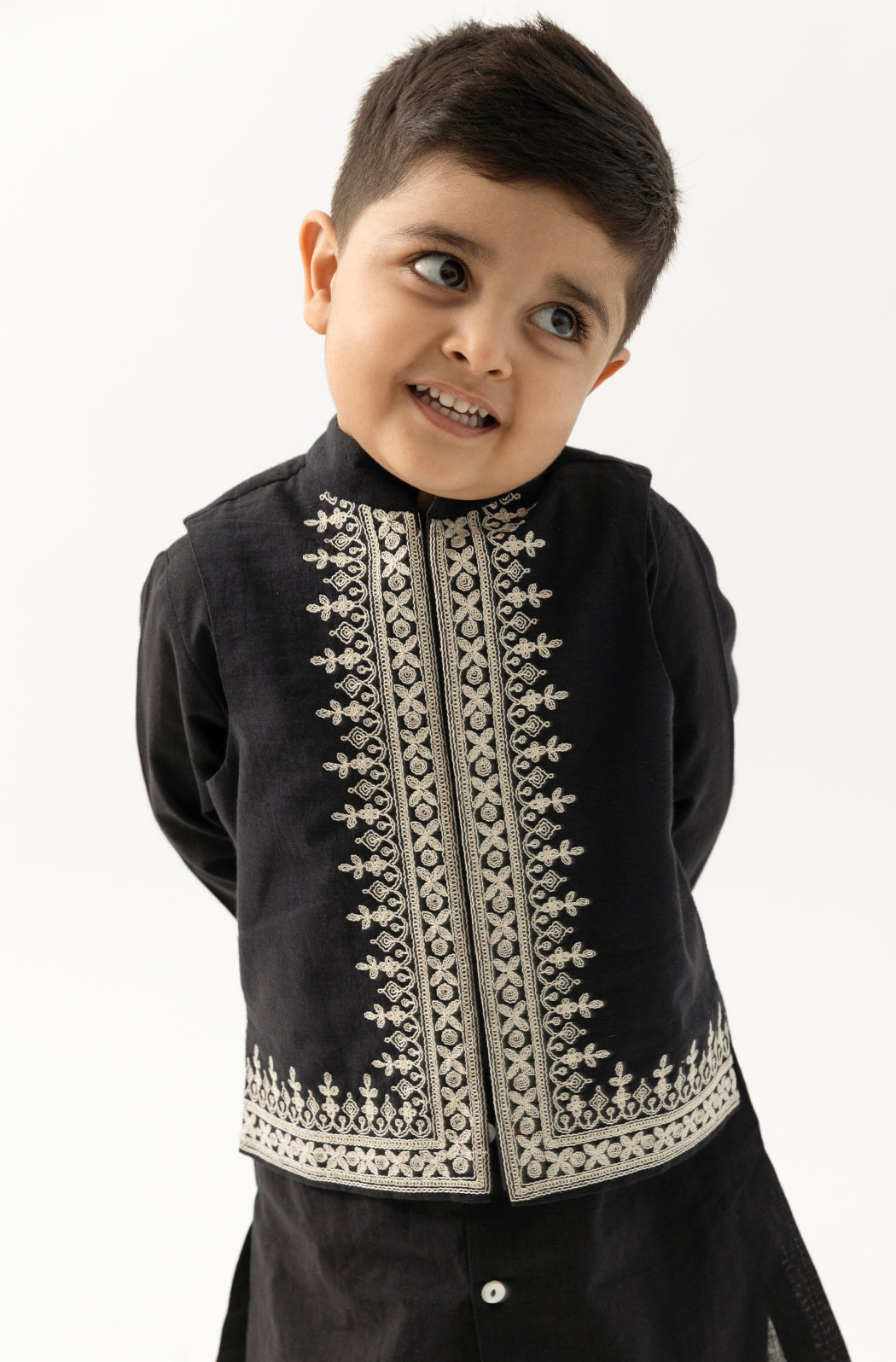 Shahi Embroidered Waistcoat - Black