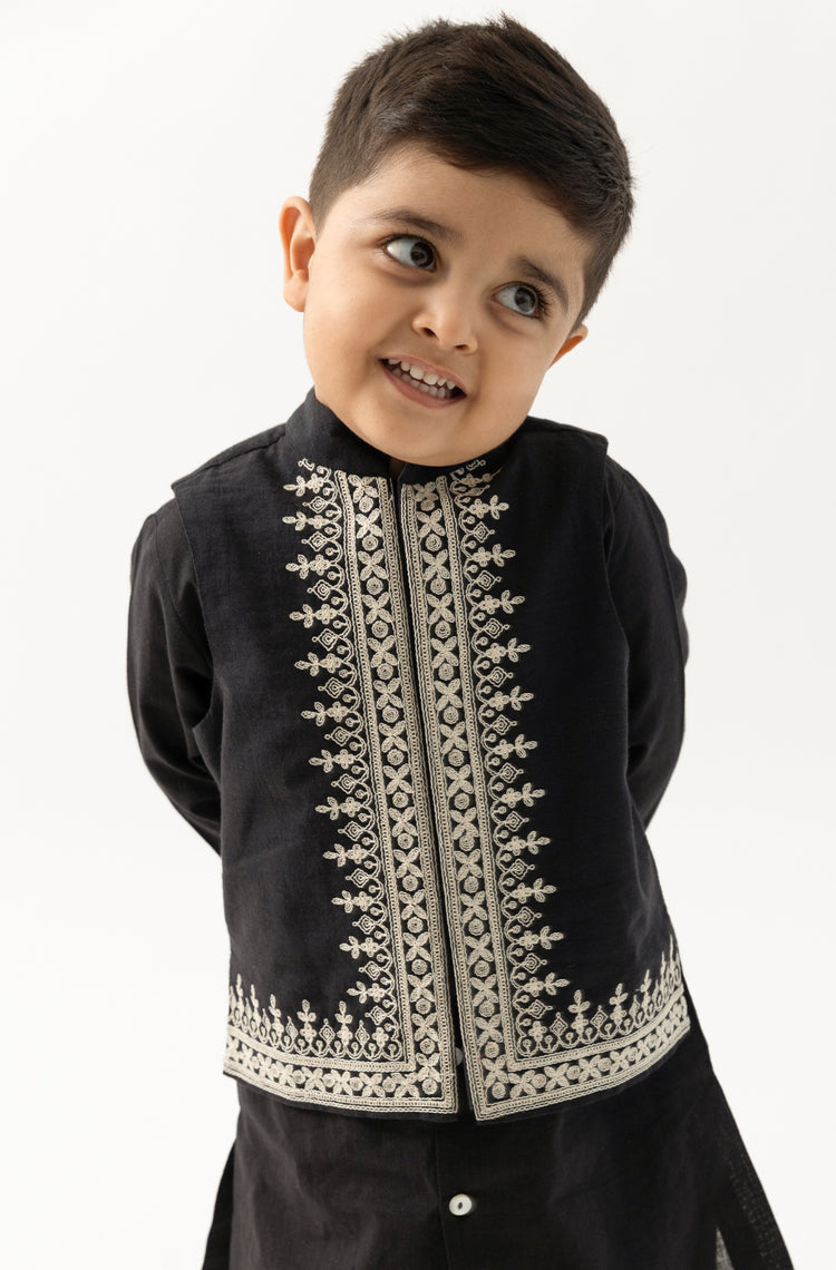 Shahi Embroidered Waistcoat - Black