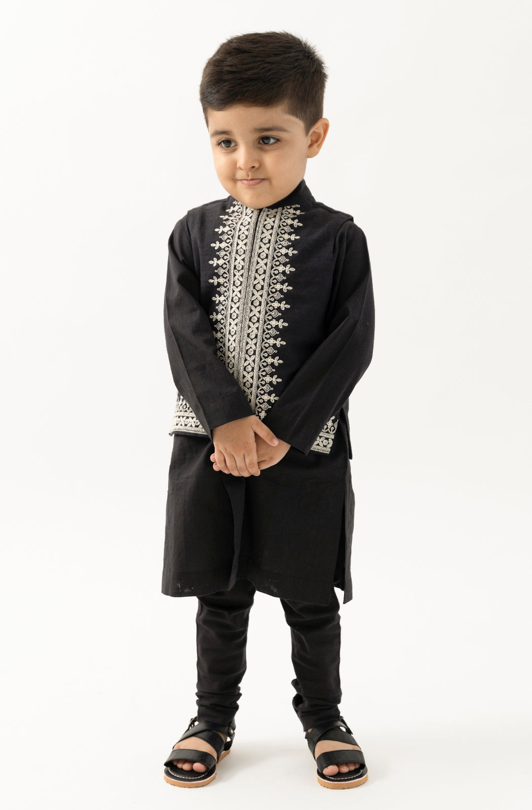 Shahi Embroidered Waistcoat - Black