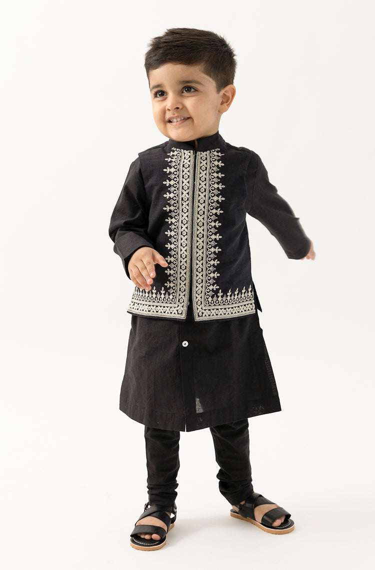 Shahi Embroidered Waistcoat - Black