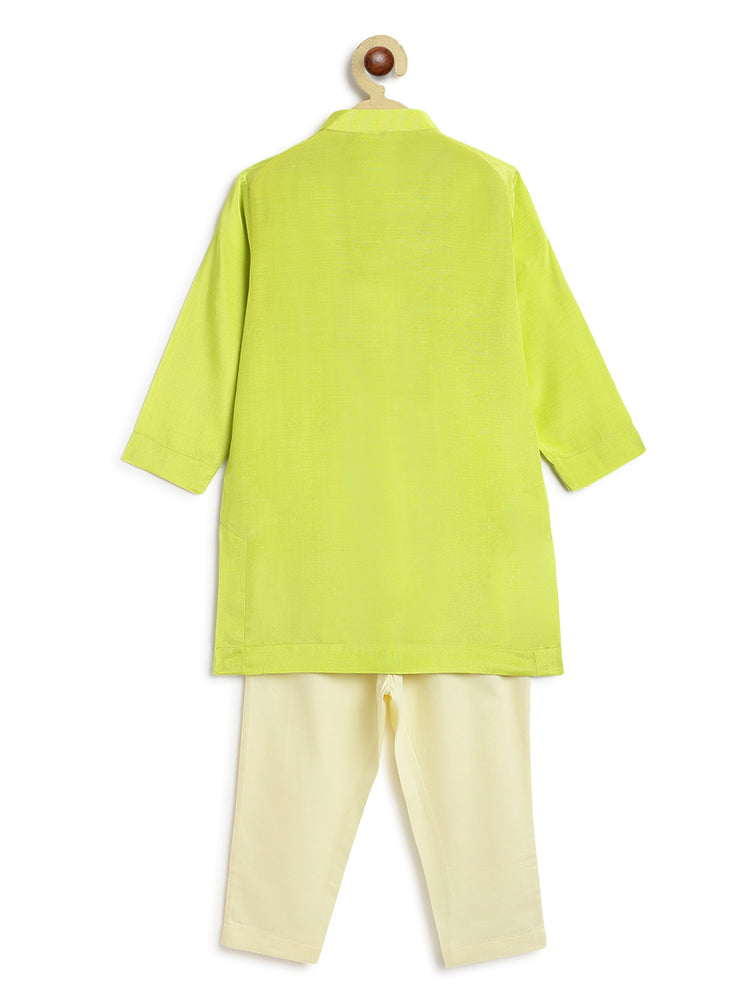 Patang Buta Kurta Set For Boys - Green