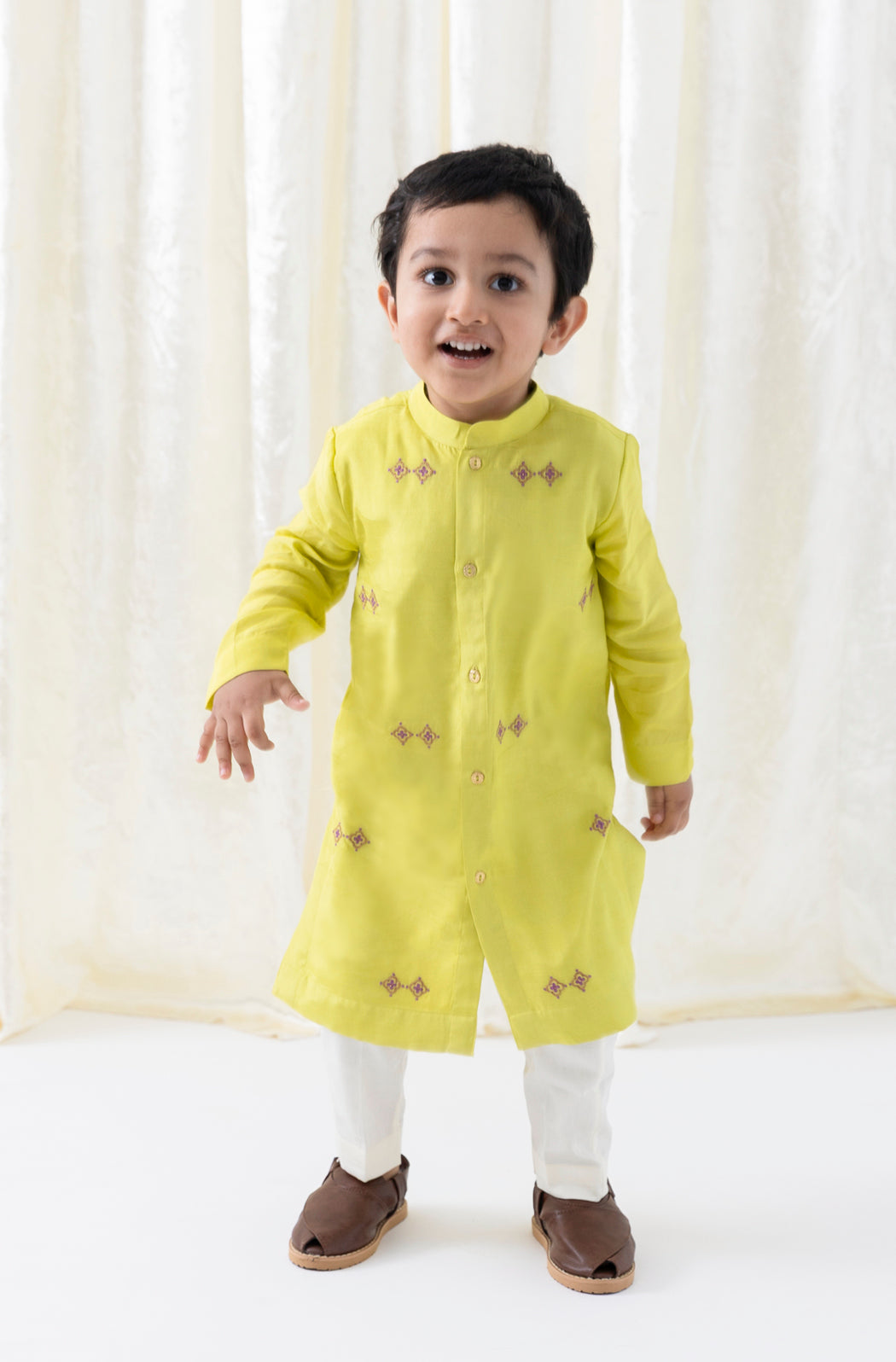 Patang Buta Kurta Set For Boys - Green