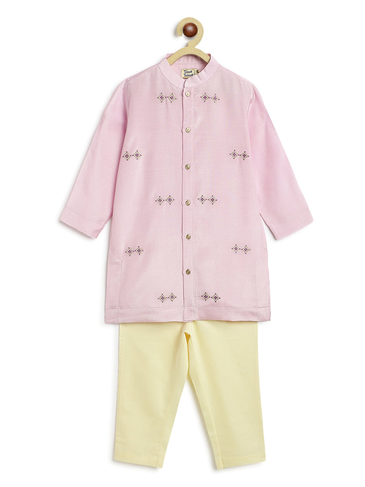 Patang Buta Kurta Set For Boys - Purple