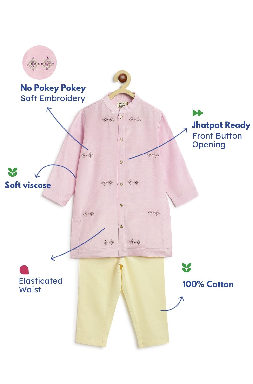 Patang Buta Kurta Set For Boys - Purple