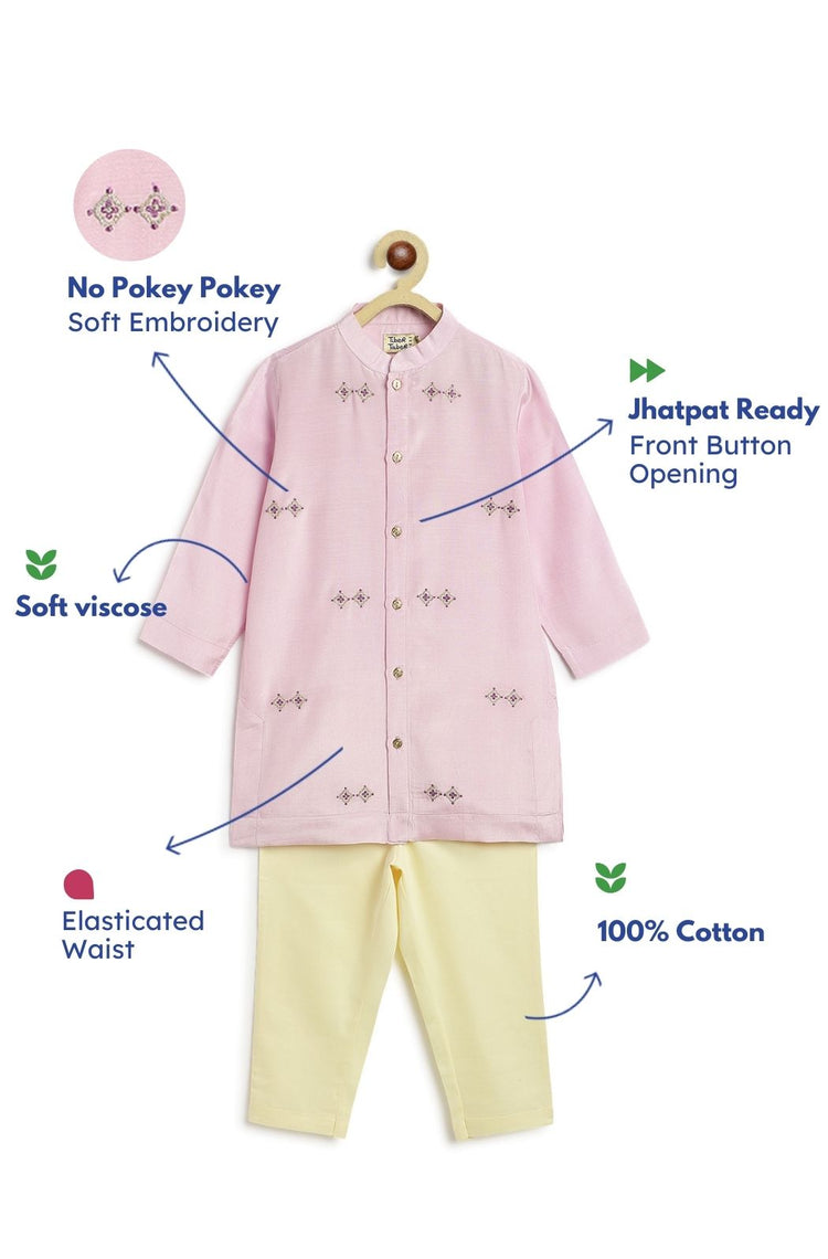 Patang Buta Kurta Set For Boys - Purple