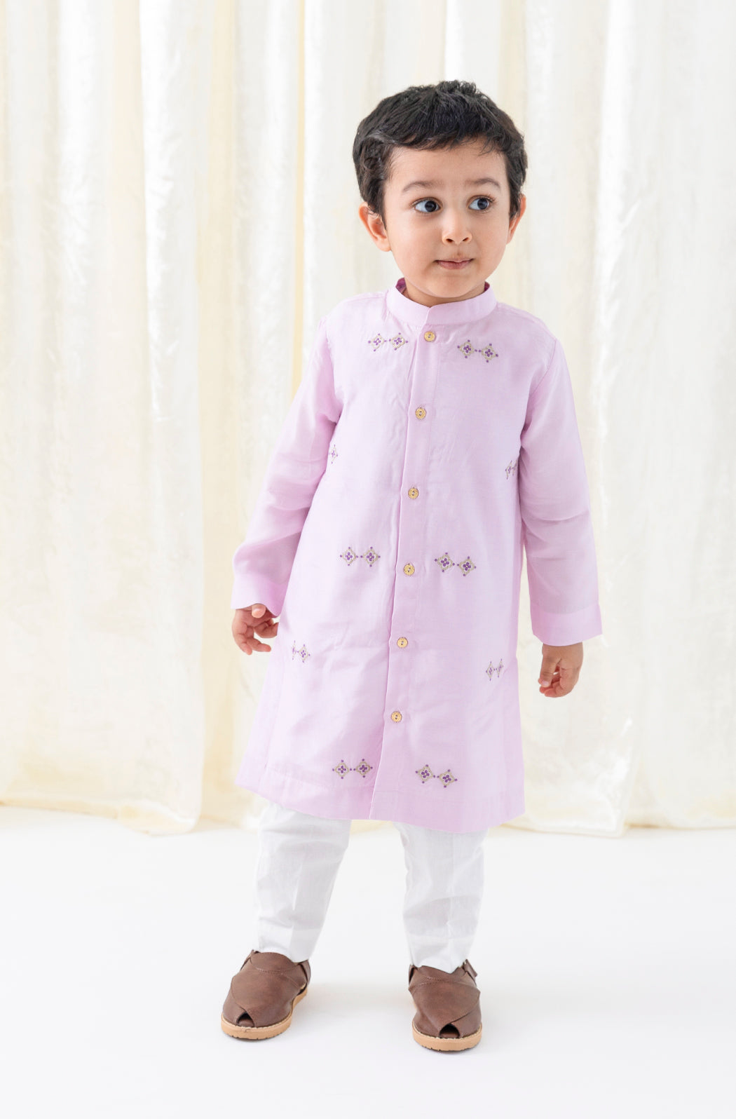 Patang Buta Kurta Set For Boys - Purple