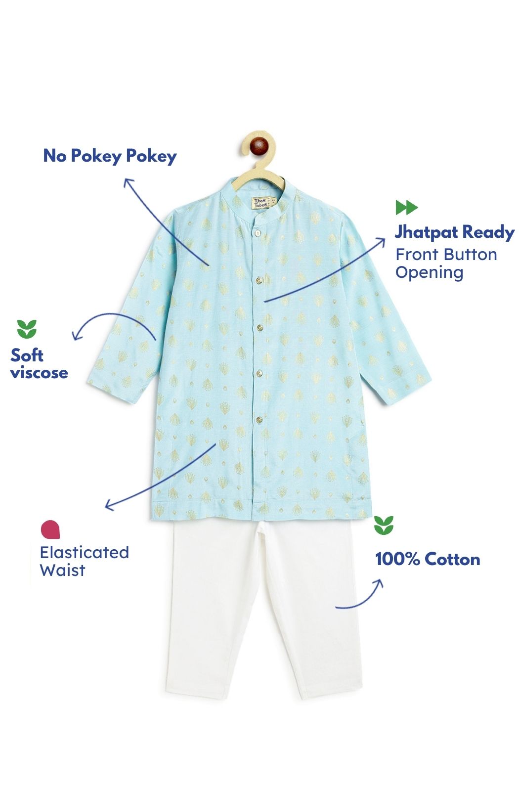 Morpankh Kurta Set for Boys - Blue