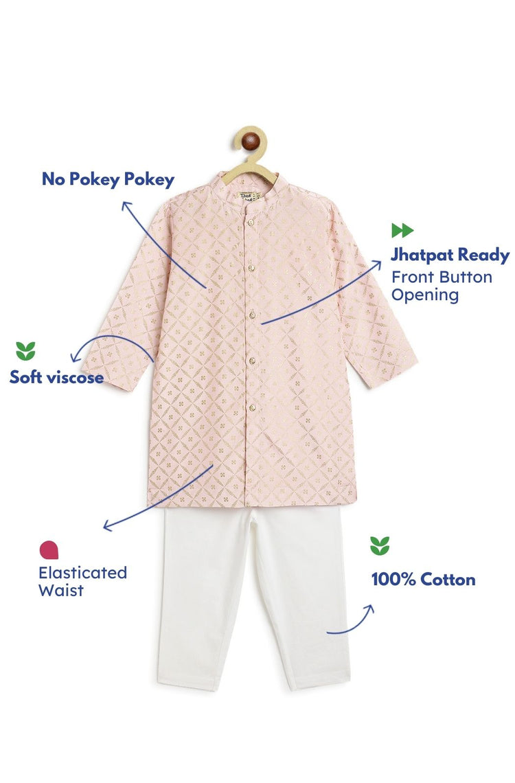 Rajmahal Kurta Set For Boys - Pink