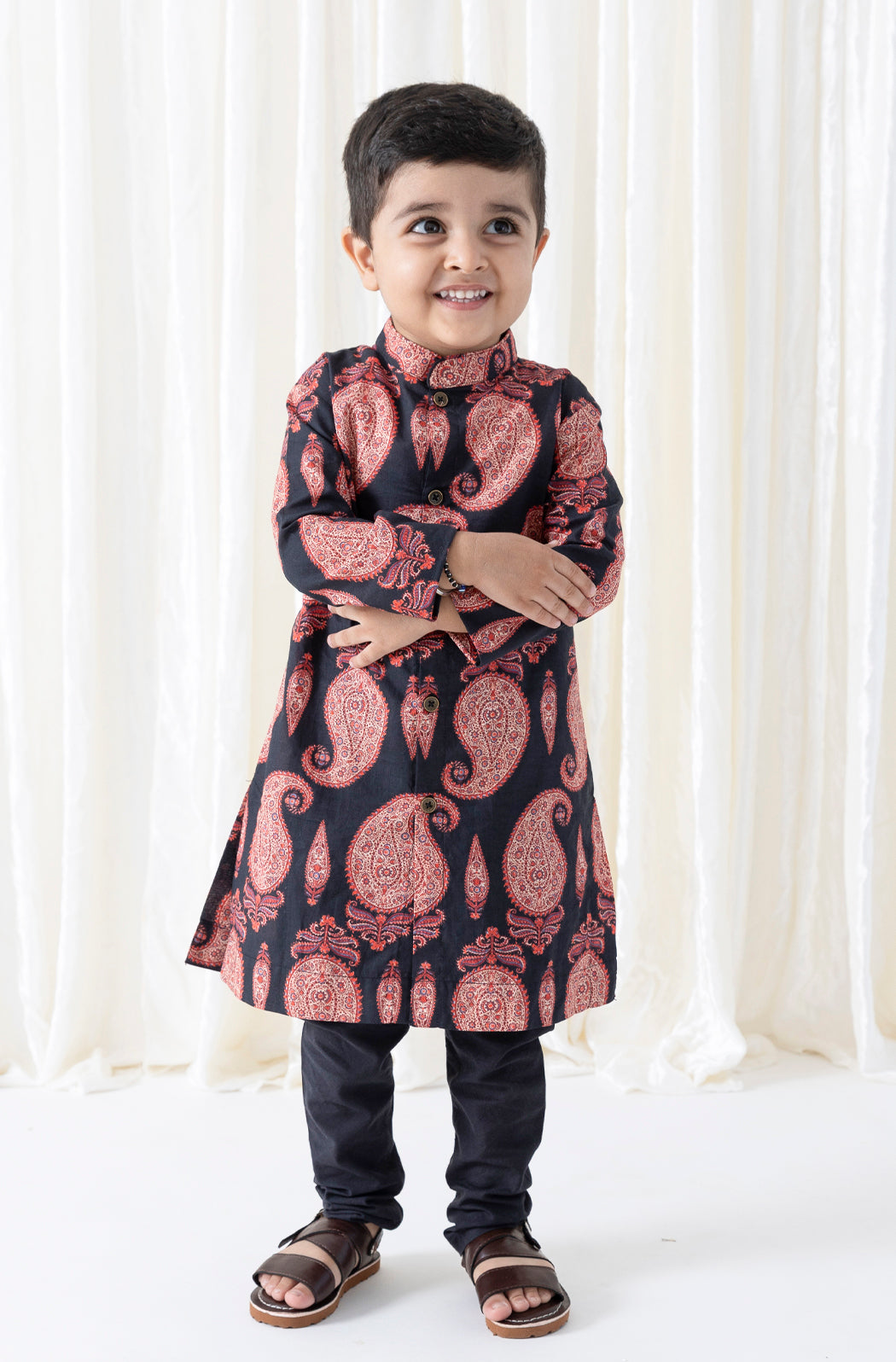 Kashmir Paisley Black Kurta Set