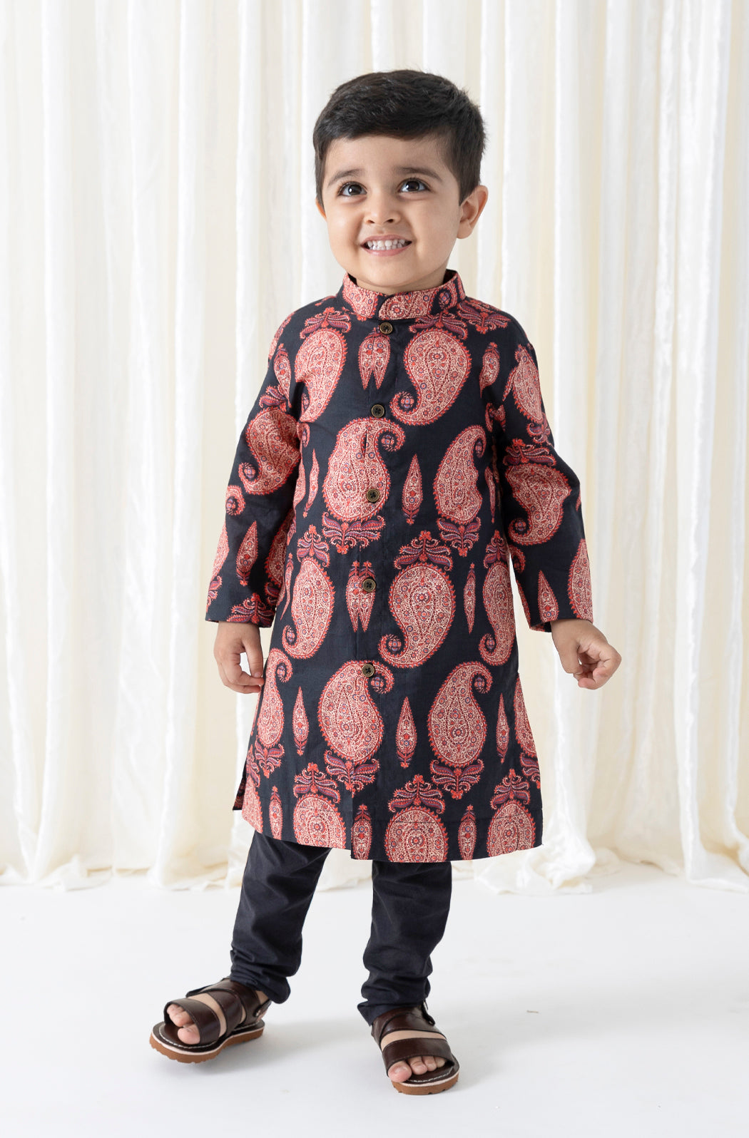 Kashmir Paisley Black Kurta Set