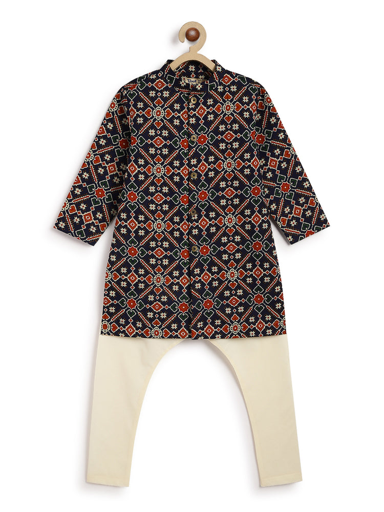 Boy  Patola Print Kurta Set