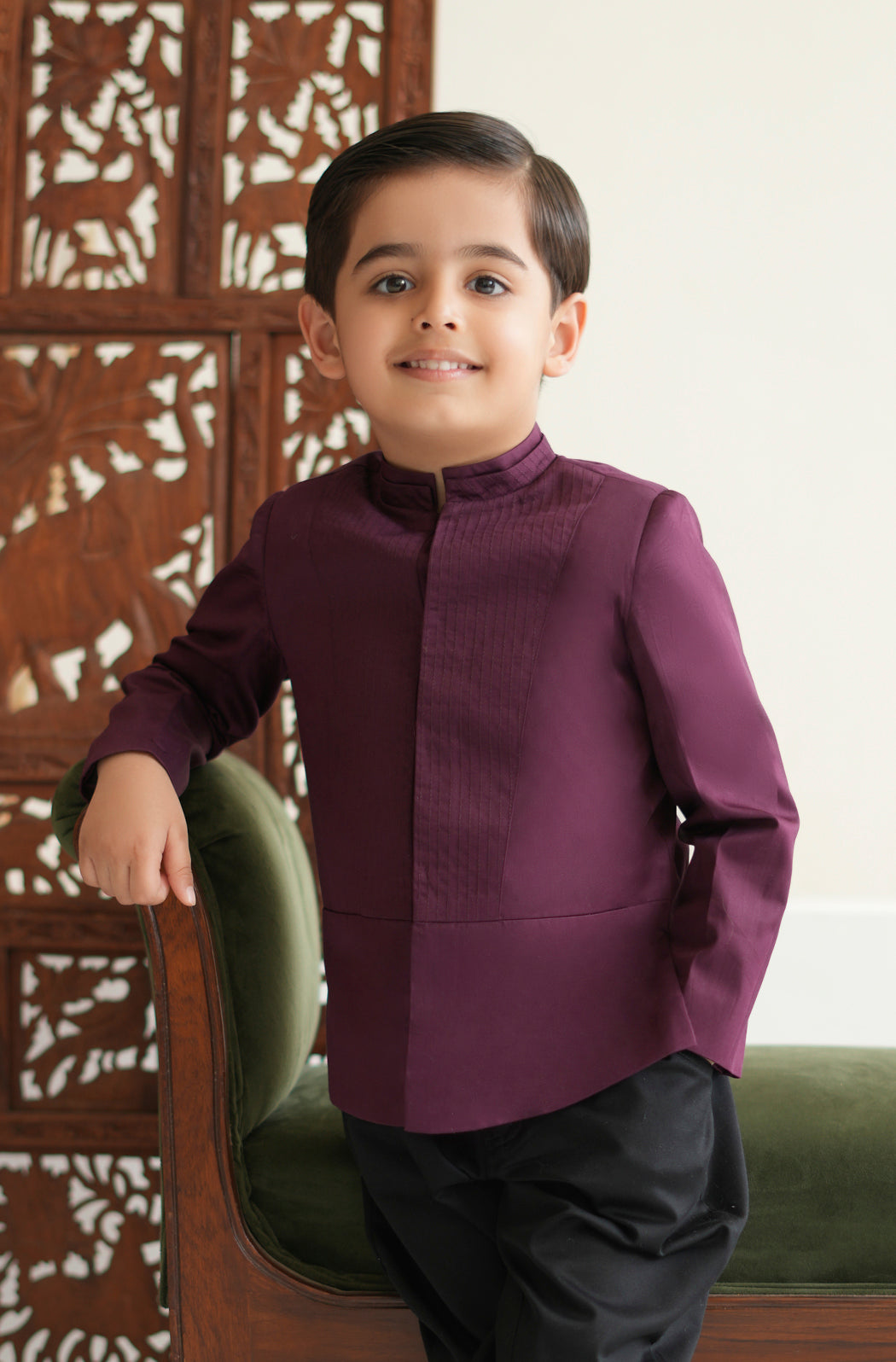 Little Maharaja Bandhgala - Maroon