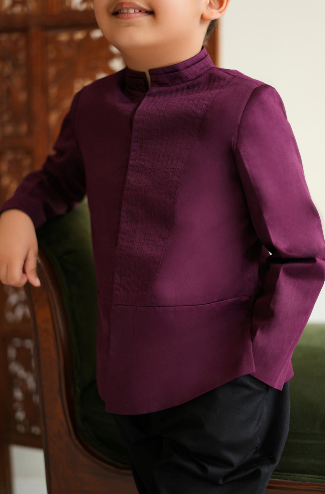 Little Maharaja Bandhgala - Maroon