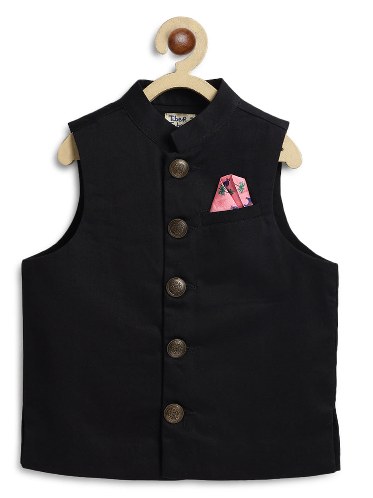 Little Nawab Waistcoat- Black