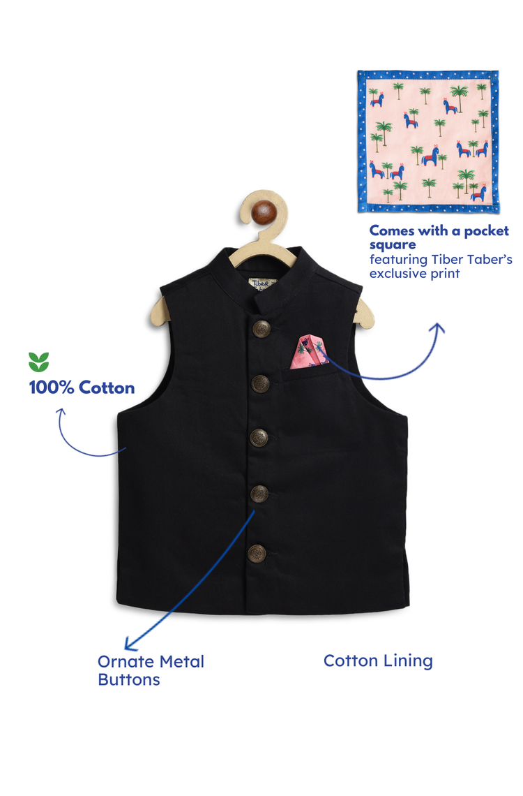 Little Nawab Waistcoat- Black