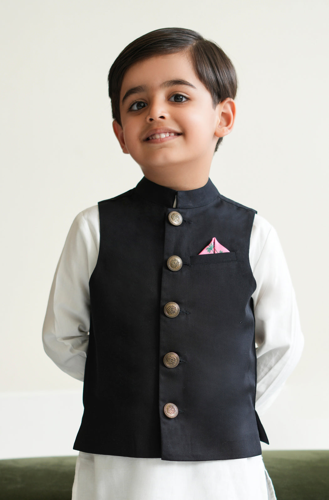 Little Nawab Waistcoat- Black