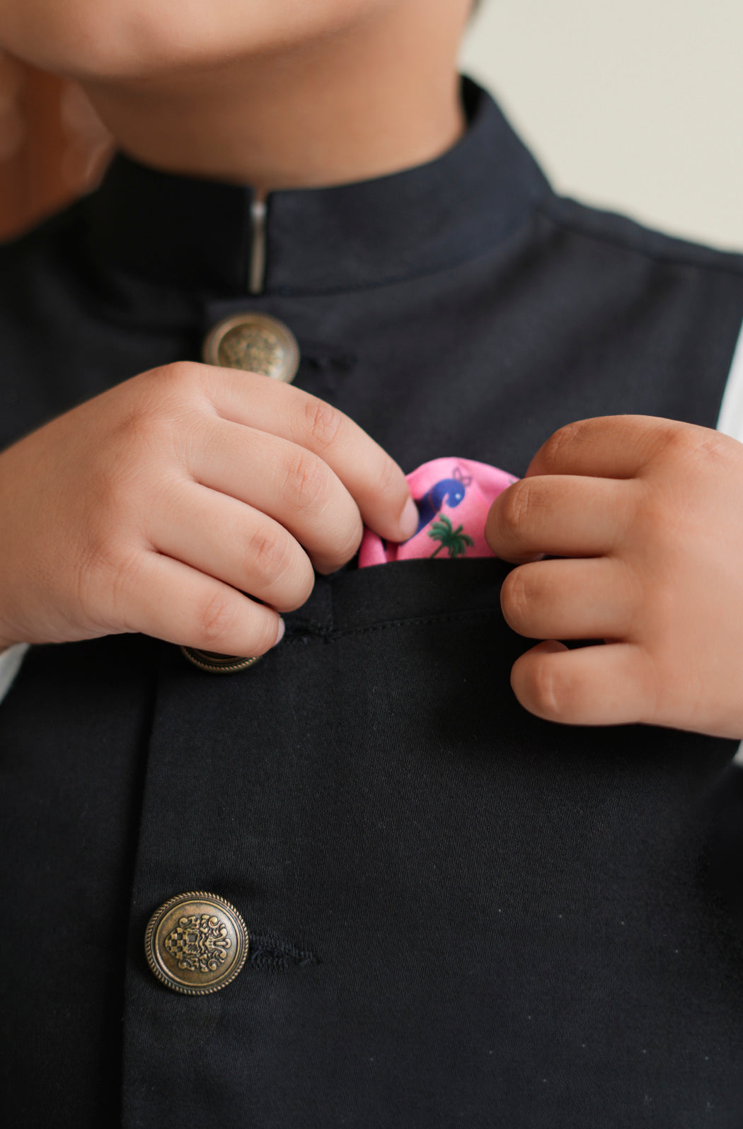 Little Nawab Waistcoat- Black