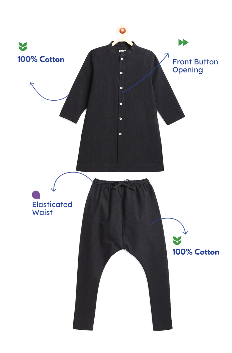 Classic Nawab Kurta Set - Black