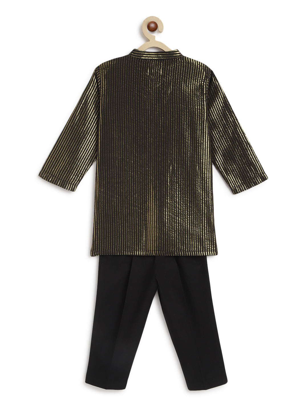Razzle Dazzle Kurta Pyjama Set: Black & Gold