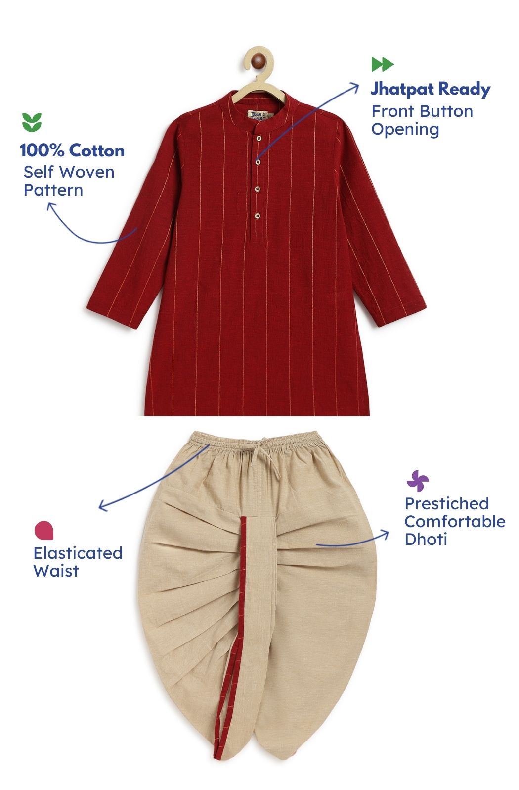 Classic Shiny Dhoti Set – Tiber Taber Kids