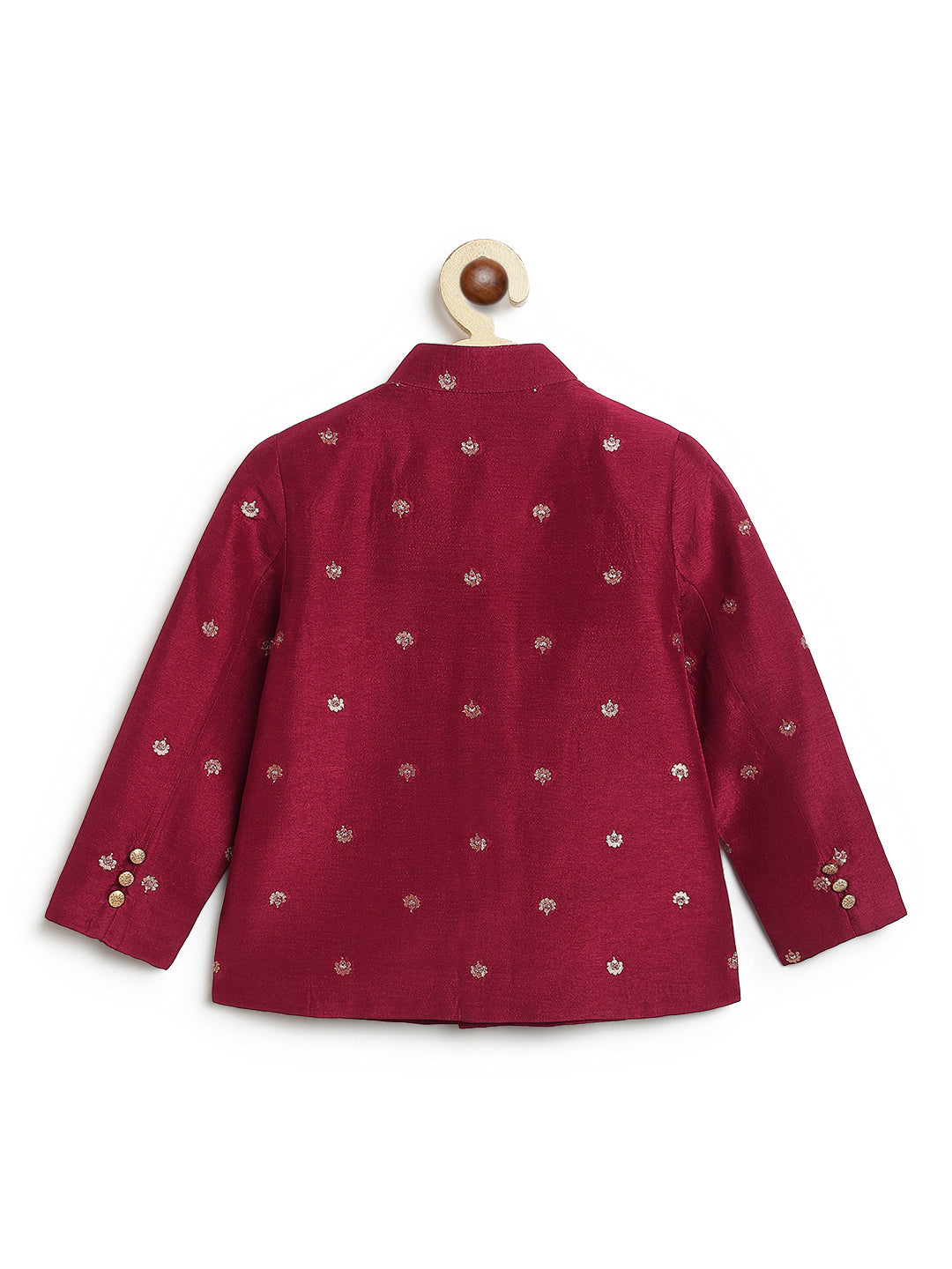 Plum Buta Bandhgala Set - Maroon