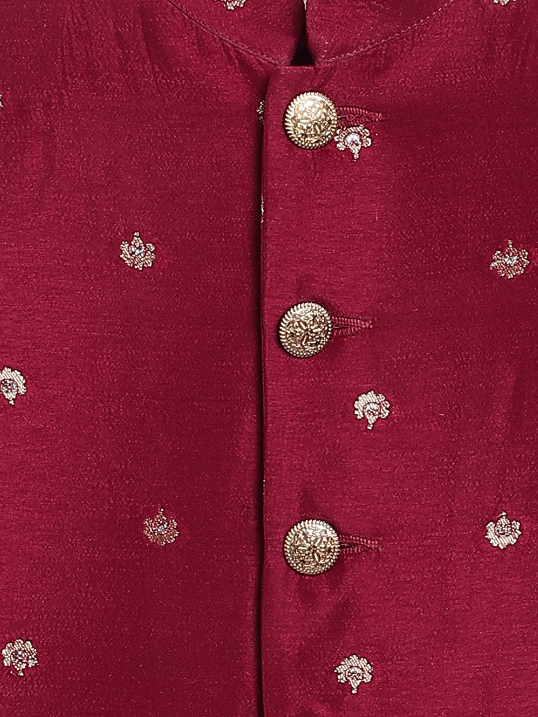 Plum Buta Bandhgala Set - Maroon