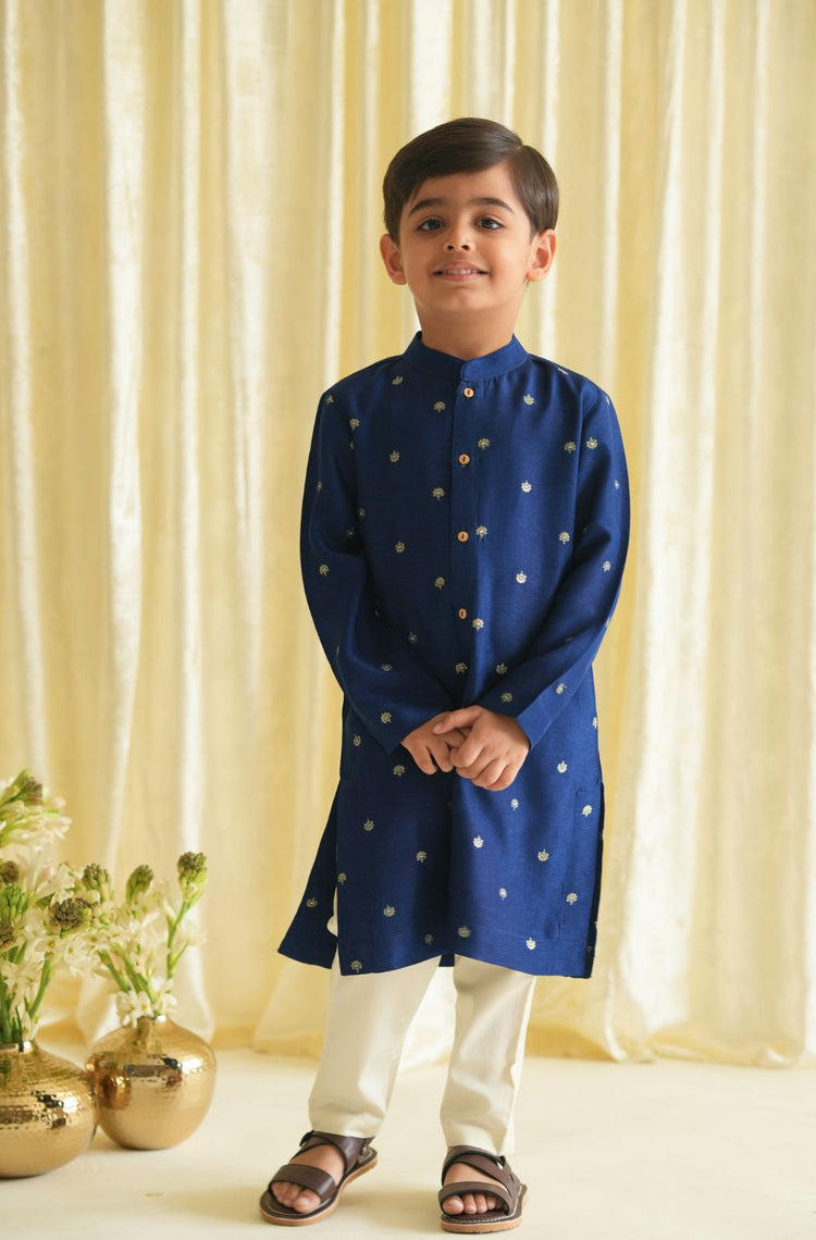 Abeer Kurta Pyjama Set - Blue