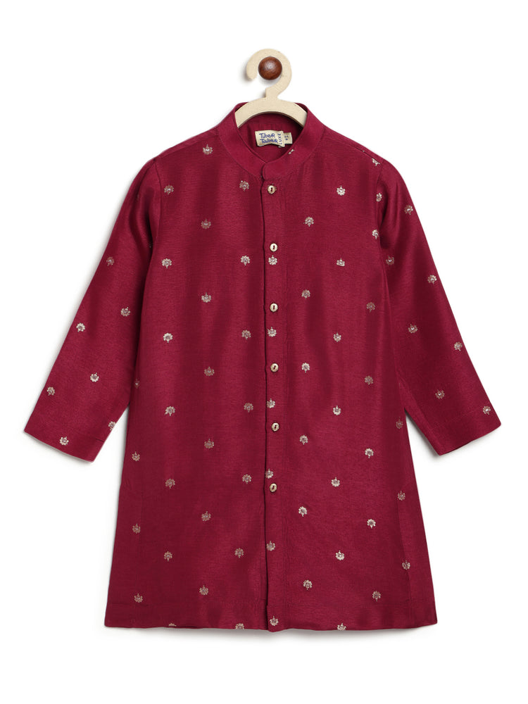 Abeer Kurta Pyjama Set - Maroon