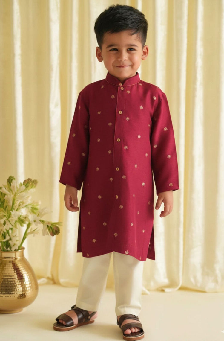 Abeer Kurta Pyjama Set - Maroon