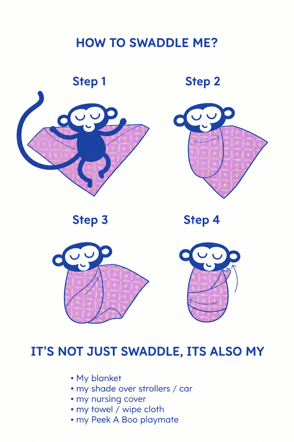 Gold Foil Bloom Swaddle- Purple