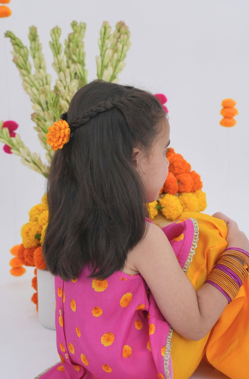 Genda Phool Hair Clip- Yellow