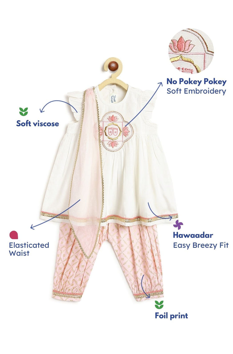 Laxmi Charan Suit Set - White