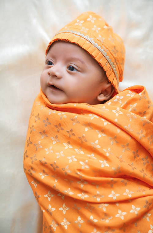 Tiny Treasure Baby Cap- Orange