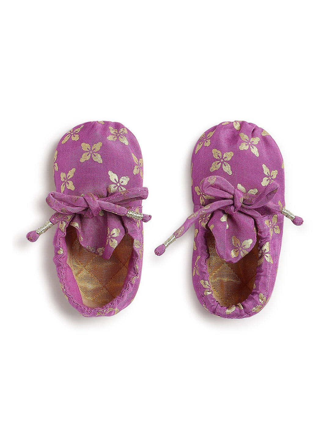 Festive Purple Booties & Mittens Set