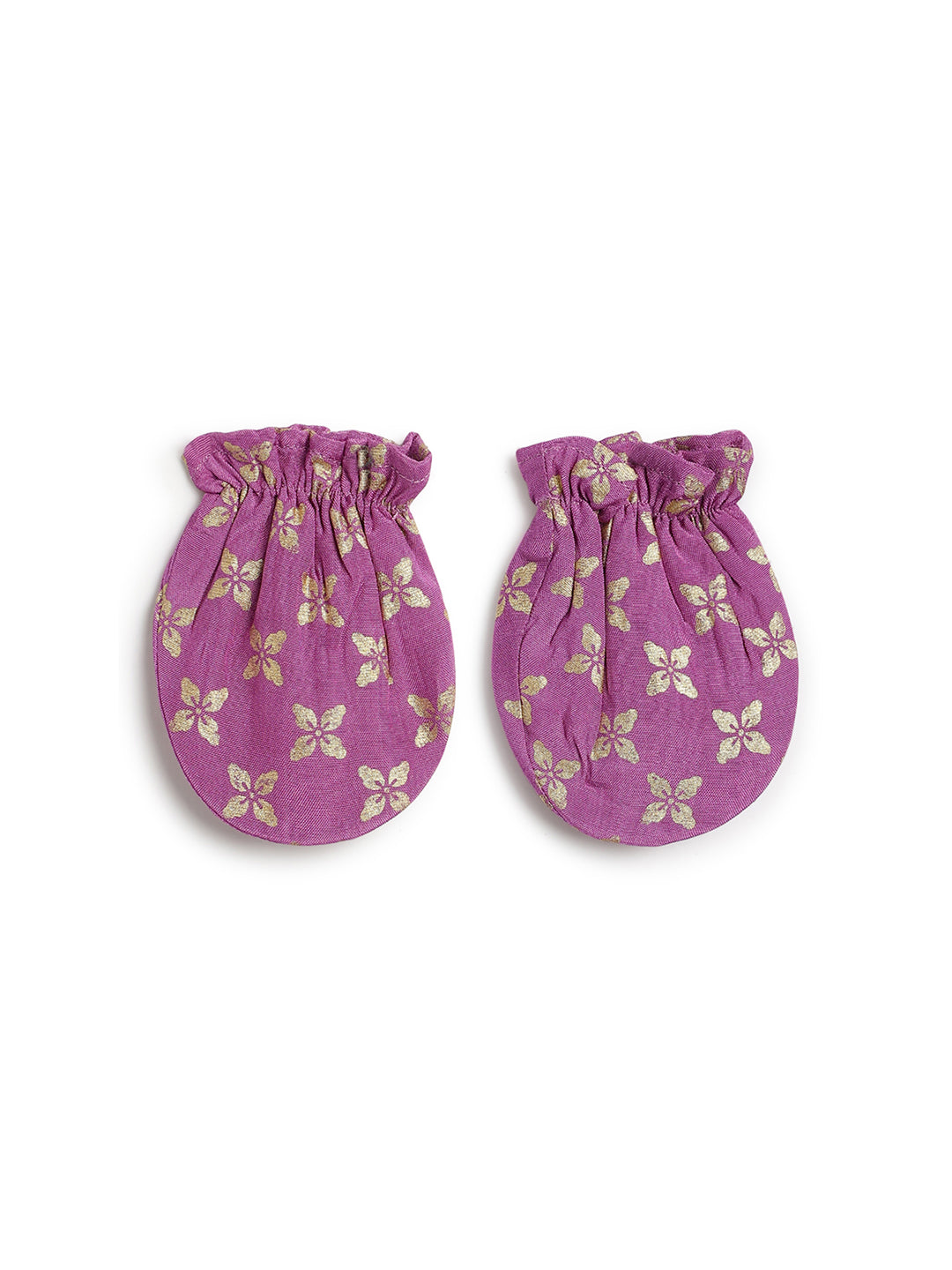 Festive Purple Booties & Mittens Set