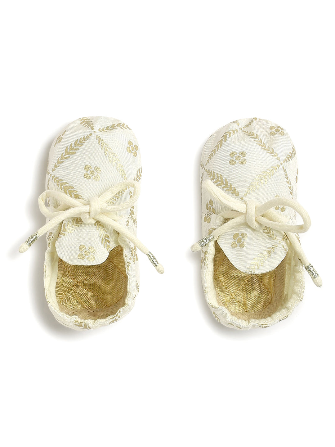 Festive Cream Booties & Mittens Set