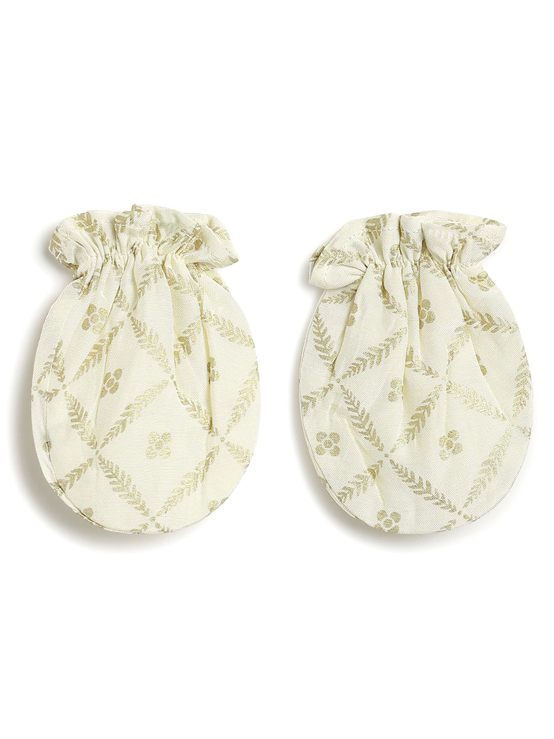 Festive Cream Booties & Mittens Set
