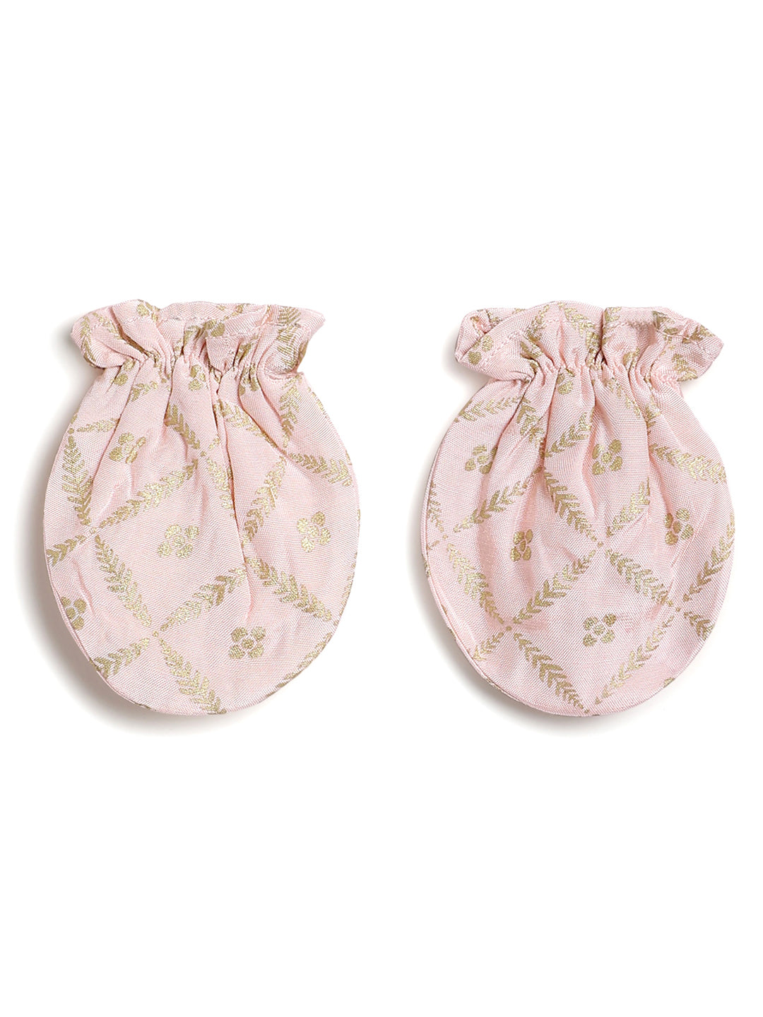 Festive Pink Booties & Mittens Set